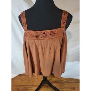 NWT Lucky Brand Rust Ribbed Strappy Flowy Boho Tank Top Size XL